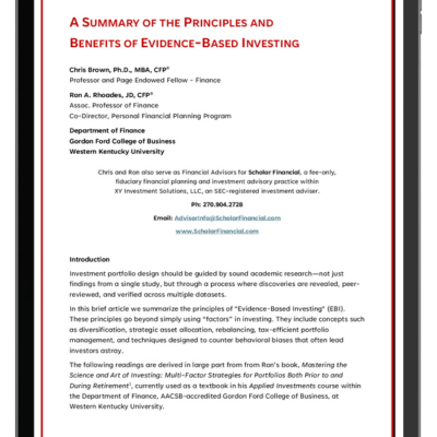 Cover page of "A Summary of the Principles and Benefits of Evidence-Based Investing"